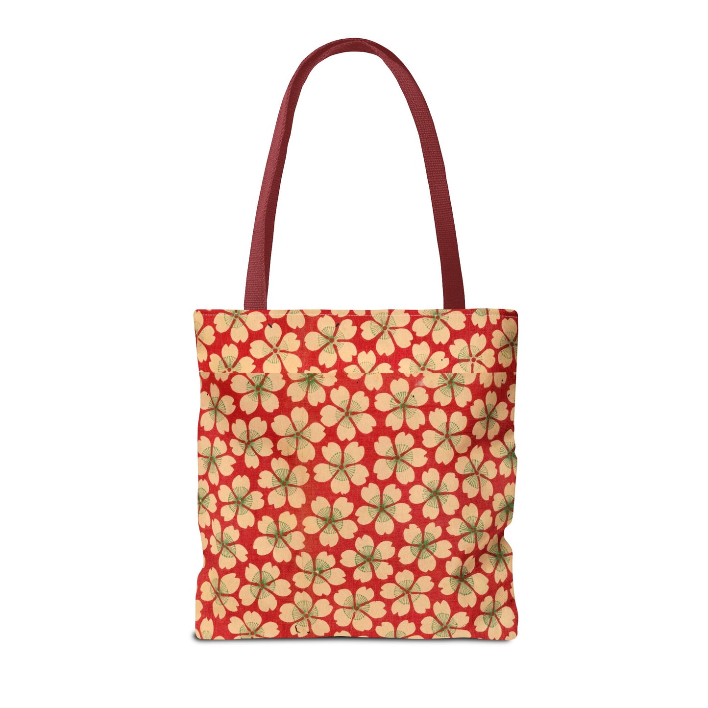 Meiji Era Sakura Blossom Tote Bag | "Chiyogami Mihon" Japanese Archive Art | Red & White Floral