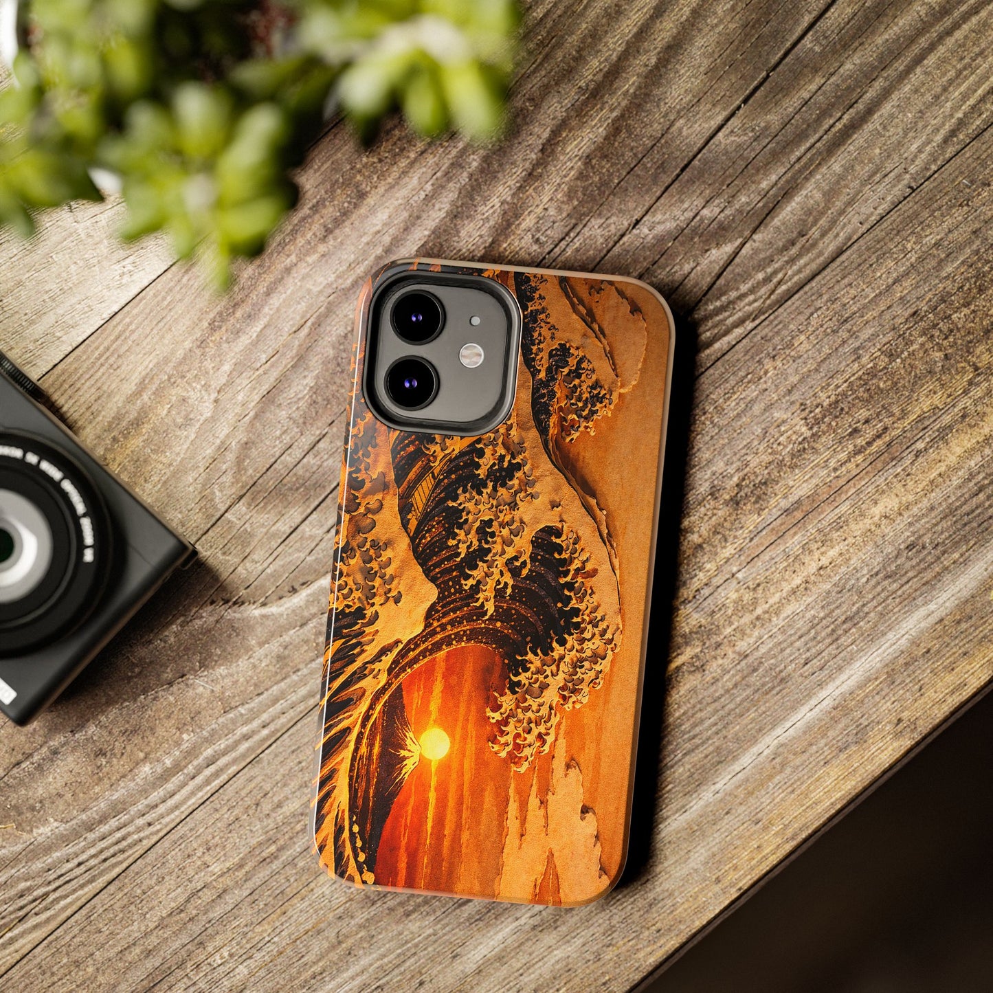 Golden Wave Tough Phone Case – Hokusai Sunset Japanese Art
