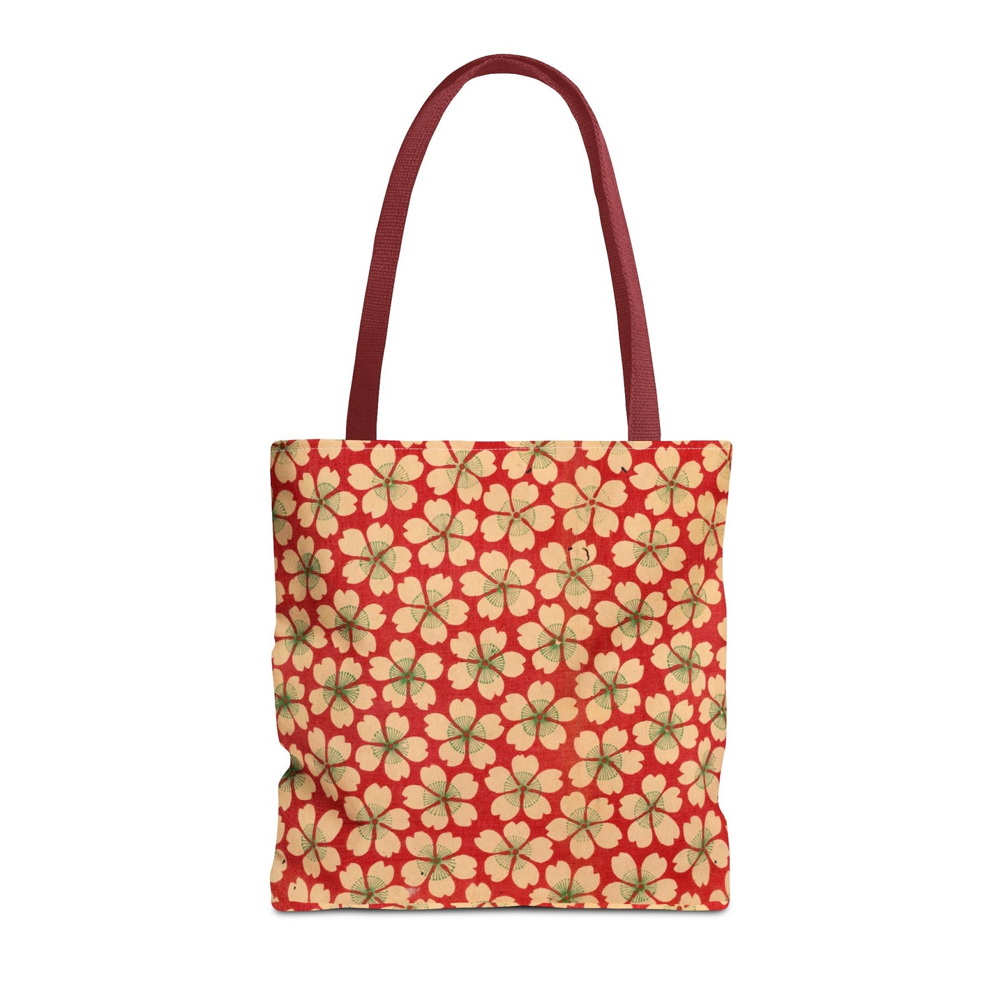 Meiji Era Sakura Blossom Tote Bag | "Chiyogami Mihon" Japanese Archive Art | Red & White Floral