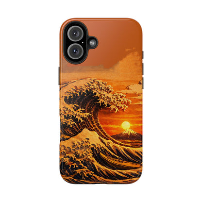 Japanese Great Wave Sunset Phone Case | Hokusai 3D Art Sunset Glow | Edo Era Masterpiece