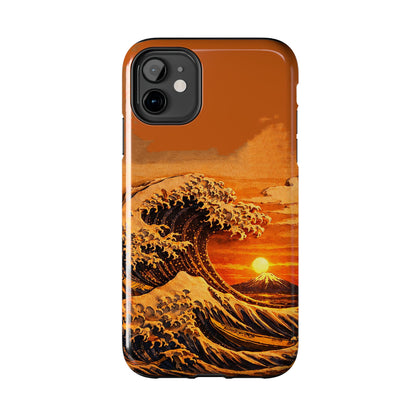 Japanese Great Wave Sunset Phone Case | Hokusai 3D Art Sunset Glow | Edo Era Masterpiece