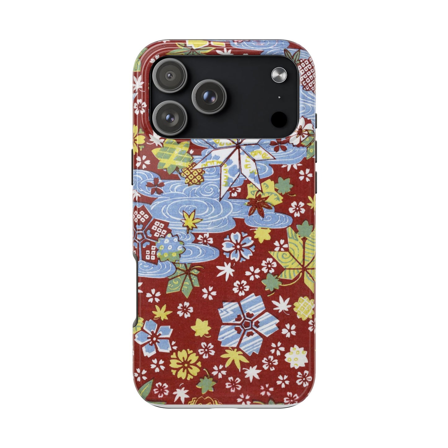 Taisho Umbrella Tales | 1926 Sakura, Momiji & Flowing Water Phone Case | Vintage Chiyogami Art