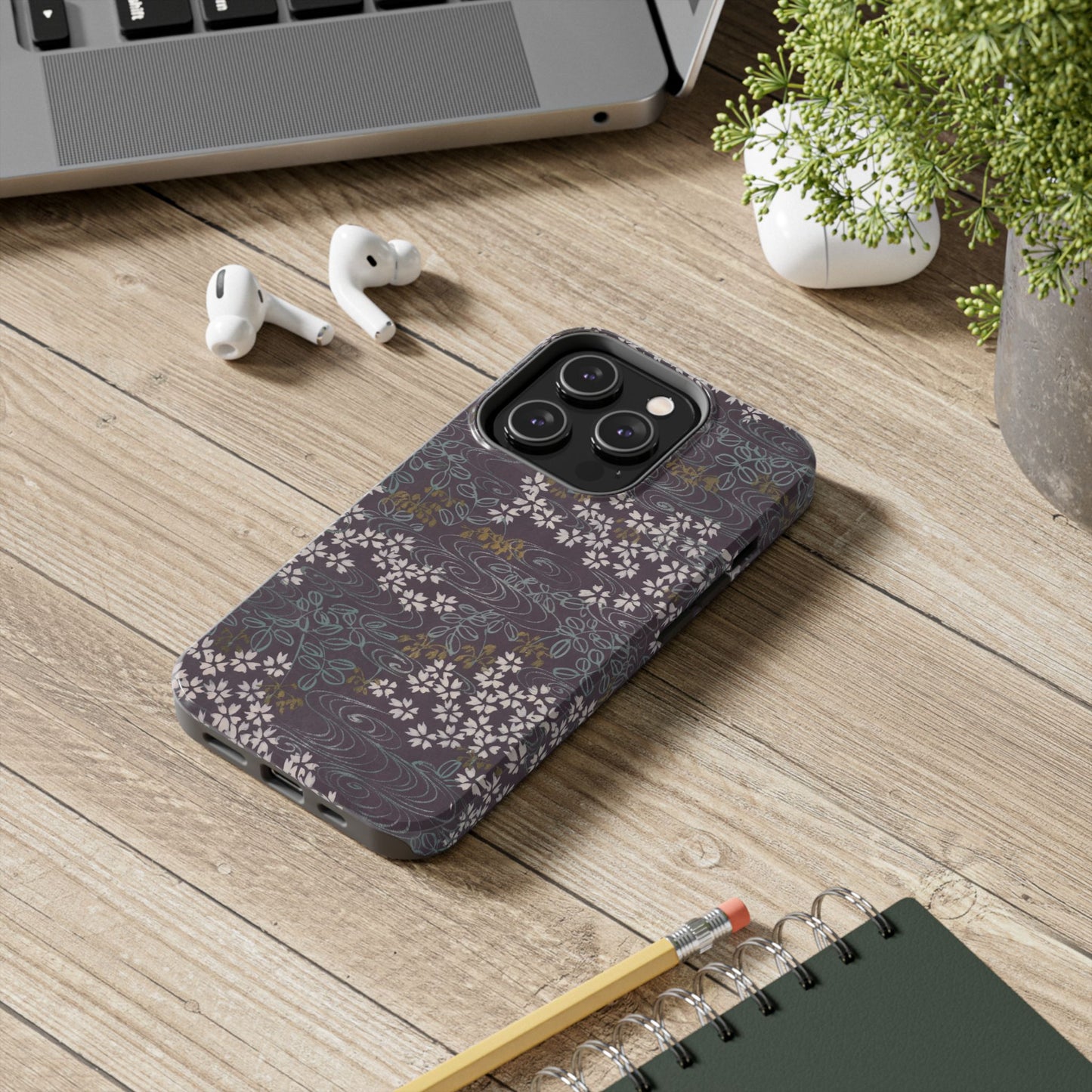 Meiji Era Sakura River Phone Case | 1901 Zuan Hyakushu | Wisteria Purple Japanese Art