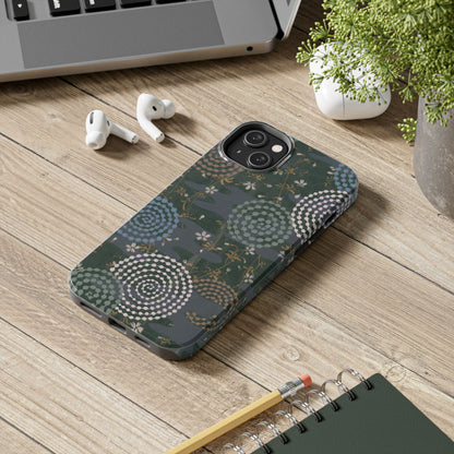 Meiji Era Uzumaki Spiral Phone Case | 1901 Zuan Hyakushu | Tokiwa Green Japanese Art