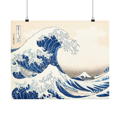 Hokusai Wave Matte Poster — The Great Wave Off Kanagawa Horizontal Print
