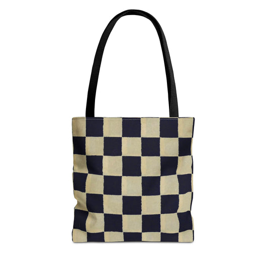 Black & White Ichimatsu Checkered Tote Bag – Japanese Traditional Pattern, Minimalist Everyday Bag