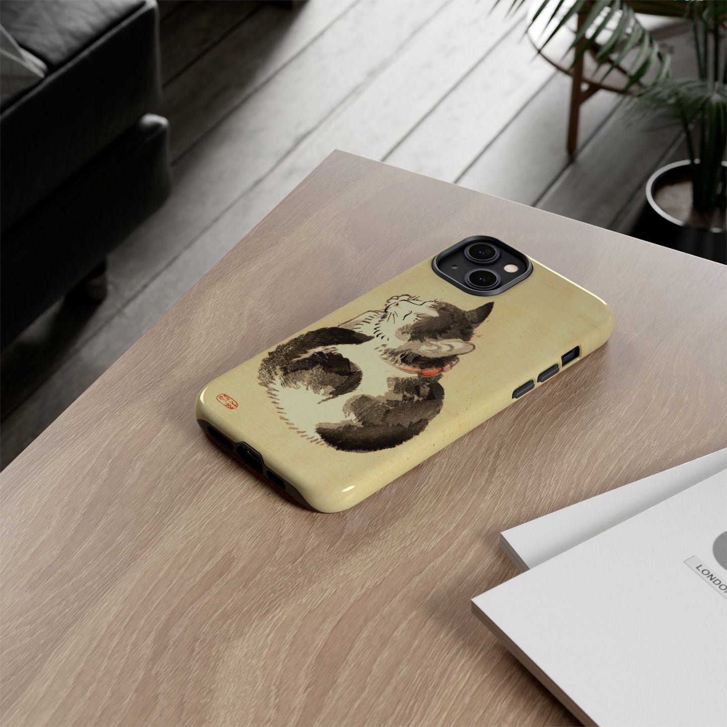 Sleeping Cat iPhone Case | Meiji Era Japanese Ink Painting | Ukiyo-e Art Phone Case | Vintage Japan Cat Gift