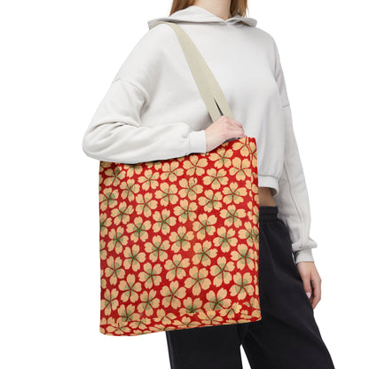 Meiji Era Sakura Blossom Tote Bag | "Chiyogami Mihon" Japanese Archive Art | Red & White Floral