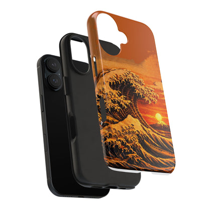 Japanese Great Wave Sunset Phone Case | Hokusai 3D Art Sunset Glow | Edo Era Masterpiece