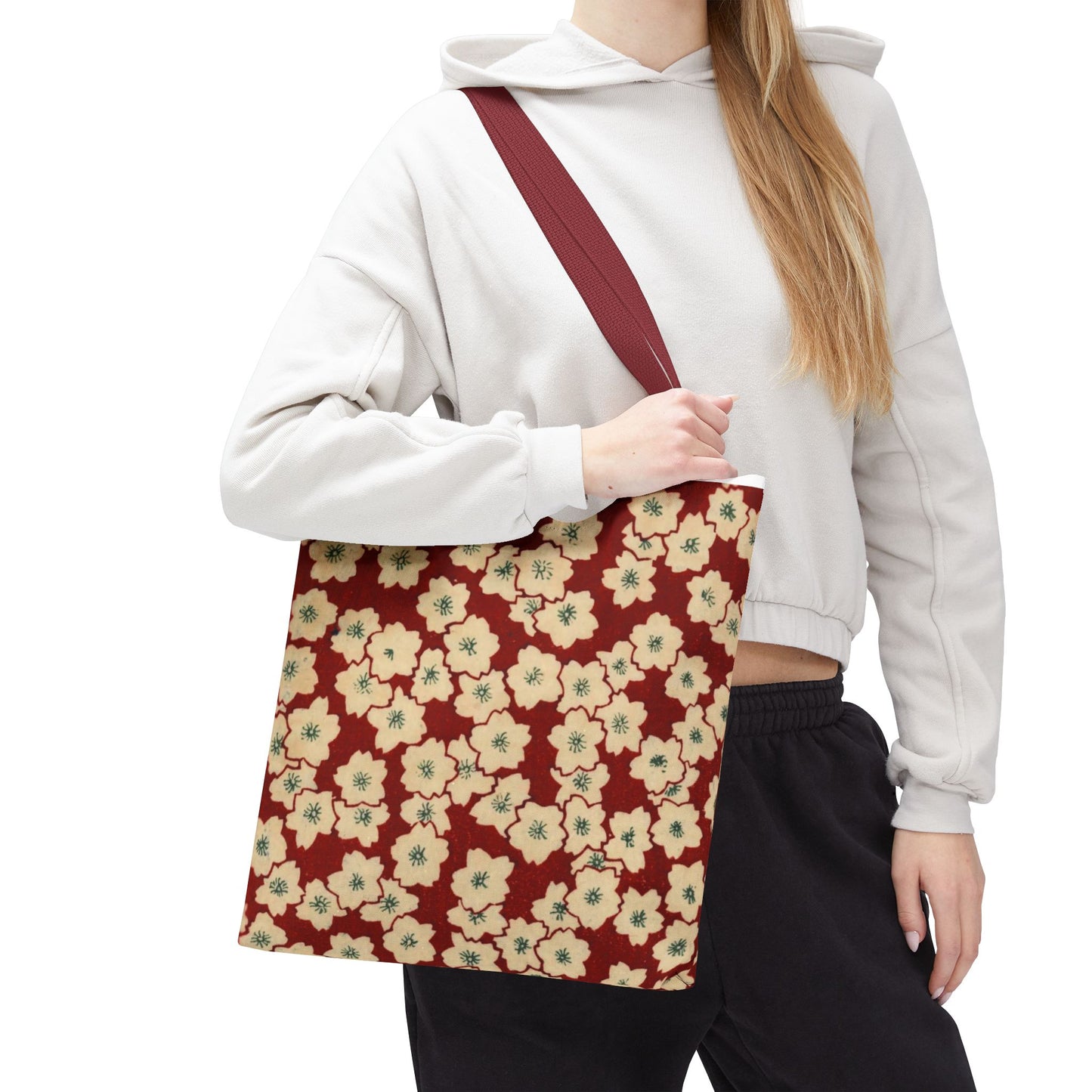 Japanese Sakura Tote Bag - Taisho Era Chiyogami Washi Pattern Vintage Design