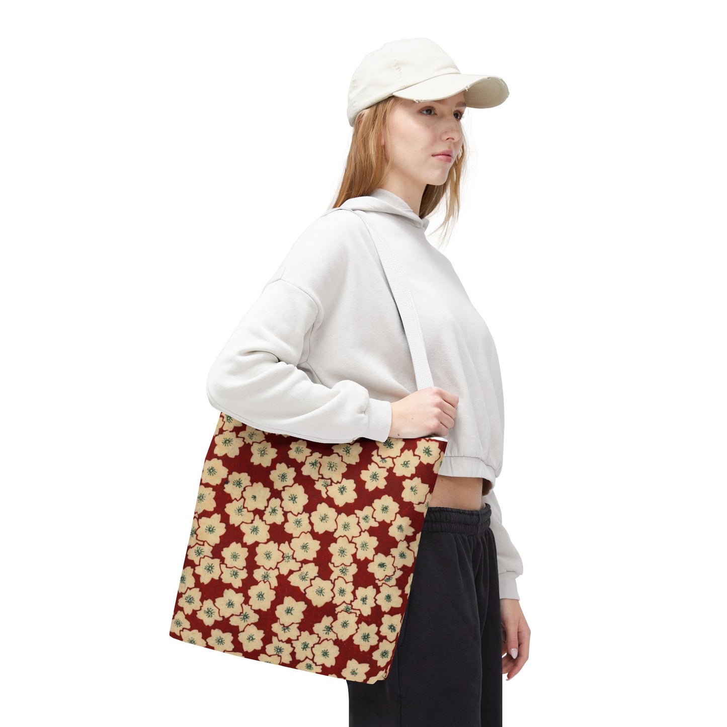 Japanese Sakura Tote Bag - Taisho Era Chiyogami Washi Pattern Vintage Design
