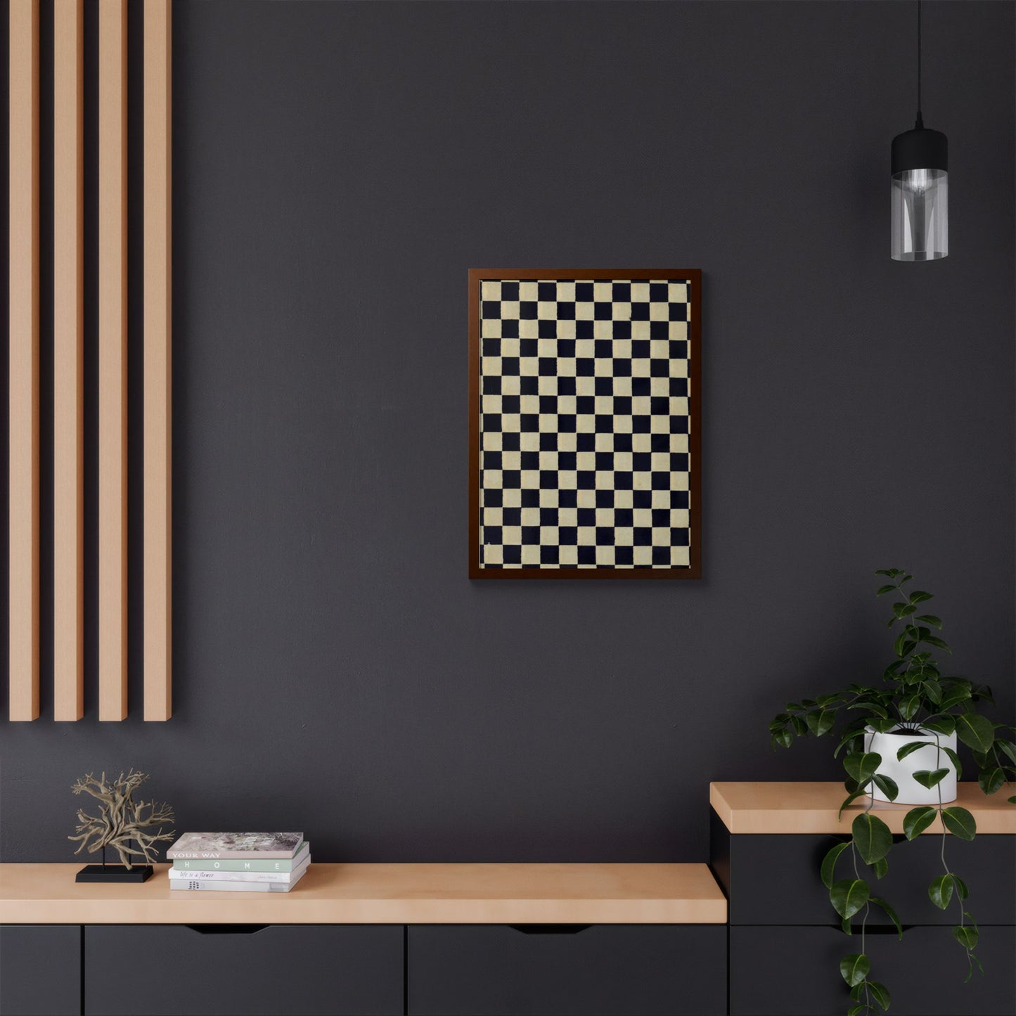 Taisho Era Ichimatsu Checkerboard Framed Poster - 1926 Japanese Chiyogami Wall Art