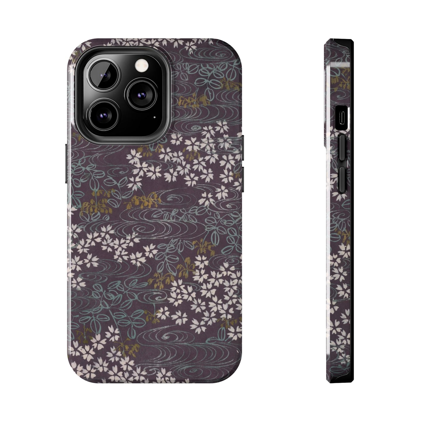 Meiji Era Sakura River Phone Case | 1901 Zuan Hyakushu | Wisteria Purple Japanese Art