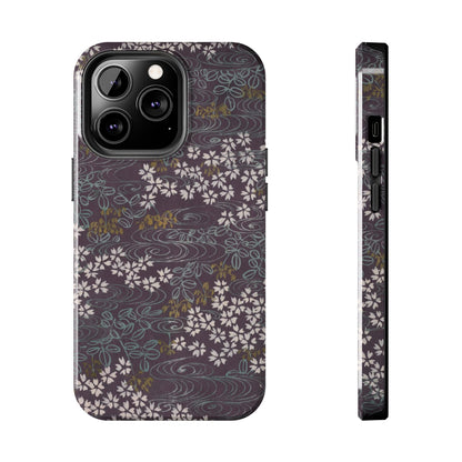 Meiji Era Sakura River Phone Case | 1901 Zuan Hyakushu | Wisteria Purple Japanese Art