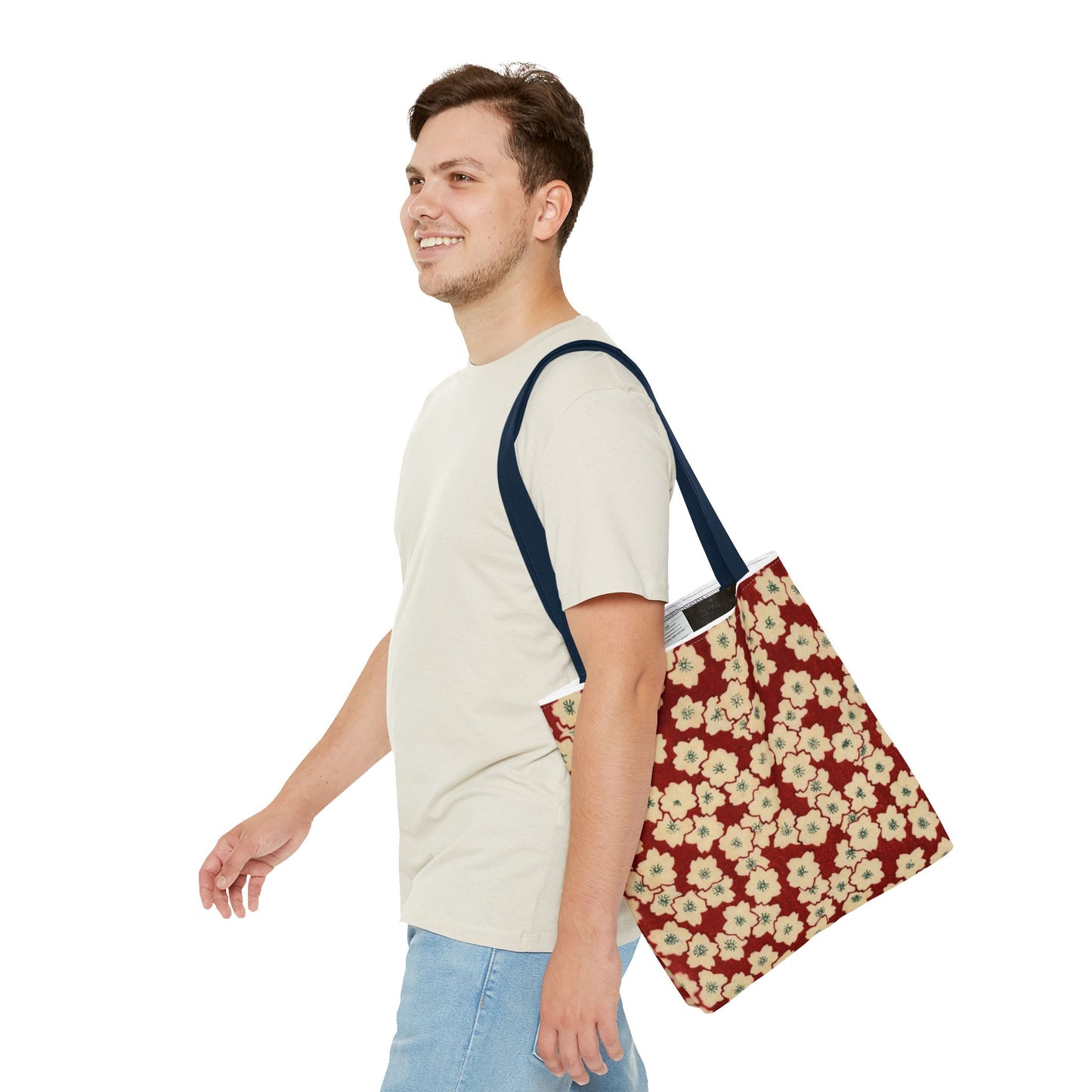 Japanese Sakura Tote Bag - Taisho Era Chiyogami Washi Pattern Vintage Design