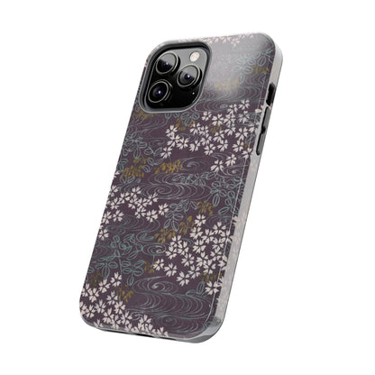 Meiji Era Sakura River Phone Case | 1901 Zuan Hyakushu | Wisteria Purple Japanese Art