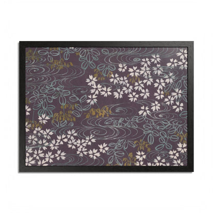 Antique Japanese Sakura River Framed Poster - Meiji Era Chiyogami Wall Art