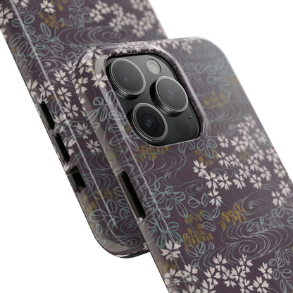 Meiji Era Sakura River Phone Case | 1901 Zuan Hyakushu | Wisteria Purple Japanese Art