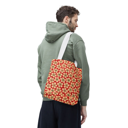Meiji Era Sakura Blossom Tote Bag | "Chiyogami Mihon" Japanese Archive Art | Red & White Floral