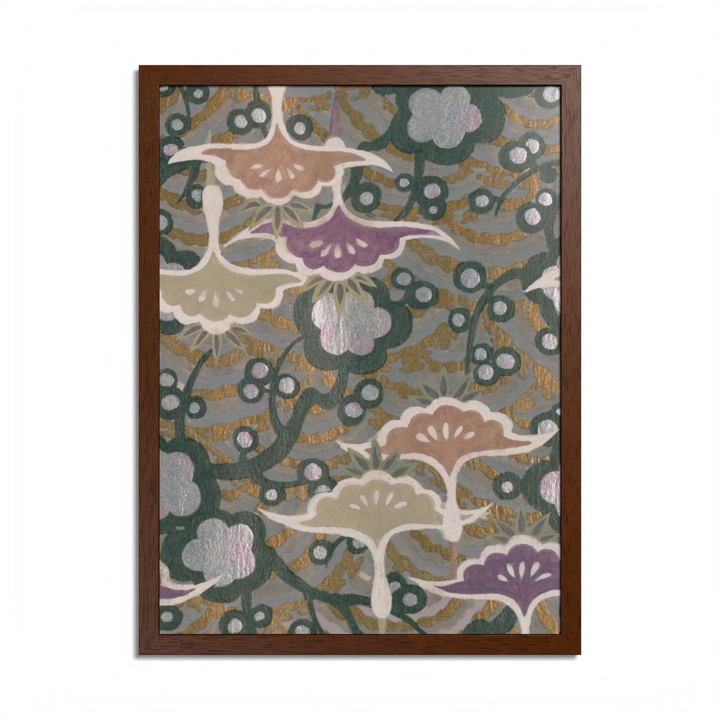 Vintage Japanese Origami Crane & Plum Framed Poster - Meiji Era Zuisho Wall Art