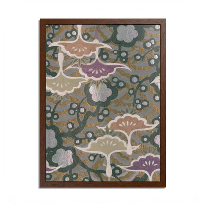 Vintage Japanese Origami Crane & Plum Framed Poster - Meiji Era Zuisho Wall Art