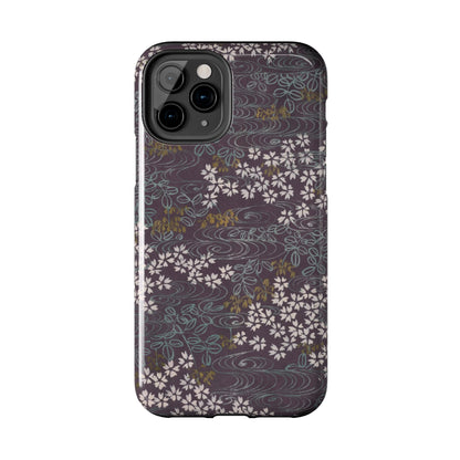 Meiji Era Sakura River Phone Case | 1901 Zuan Hyakushu | Wisteria Purple Japanese Art