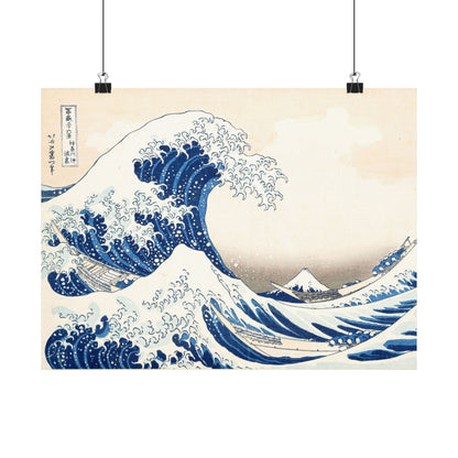 Hokusai Wave Matte Poster — The Great Wave Off Kanagawa Horizontal Print
