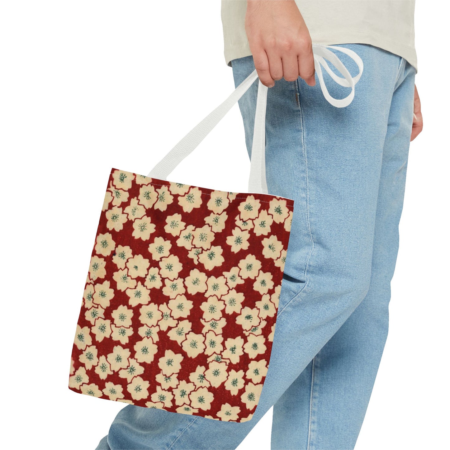 Japanese Sakura Tote Bag - Taisho Era Chiyogami Washi Pattern Vintage Design