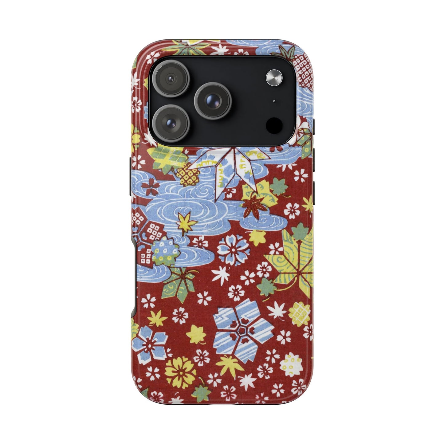 Taisho Umbrella Tales | 1926 Sakura, Momiji & Flowing Water Phone Case | Vintage Chiyogami Art