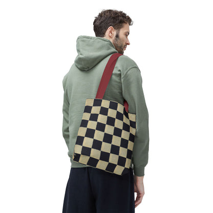 Black & White Ichimatsu Checkered Tote Bag – Japanese Traditional Pattern, Minimalist Everyday Bag