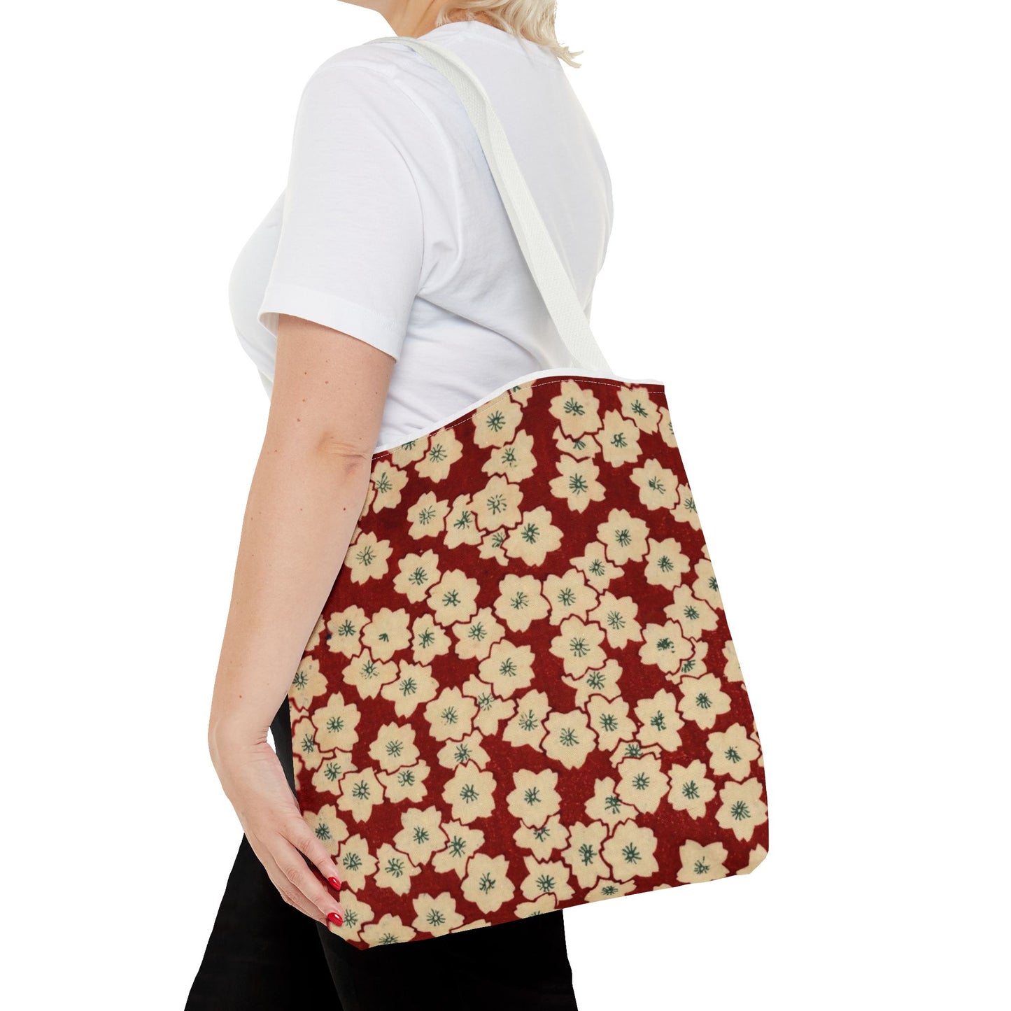 Japanese Sakura Tote Bag - Taisho Era Chiyogami Washi Pattern Vintage Design