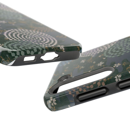 Meiji Era Uzumaki Spiral Phone Case | 1901 Zuan Hyakushu | Tokiwa Green Japanese Art