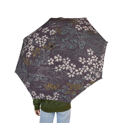 Meiji Umbrella Tales | "Zuan Hyakushu" Sakura & Flowing Water Umbrella | Japanese Art 1901