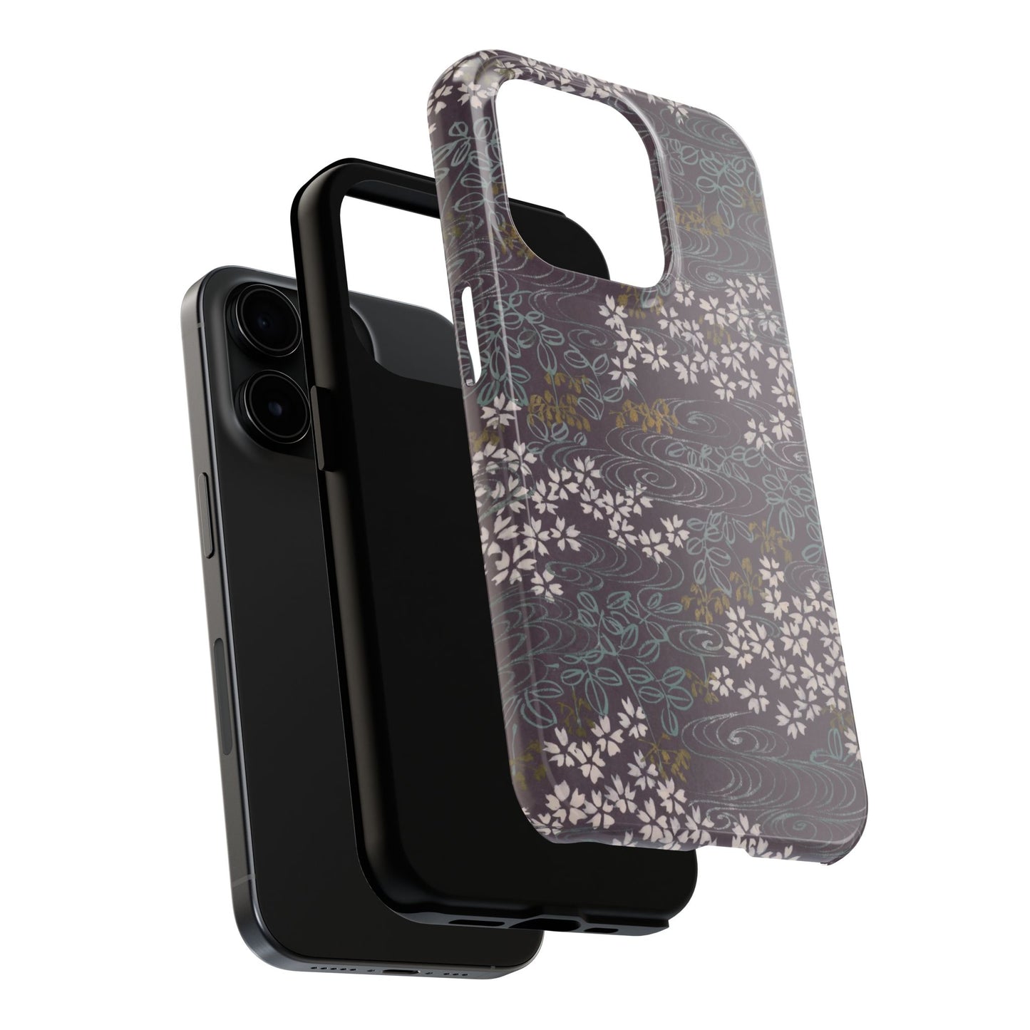Meiji Era Sakura River Phone Case | 1901 Zuan Hyakushu | Wisteria Purple Japanese Art