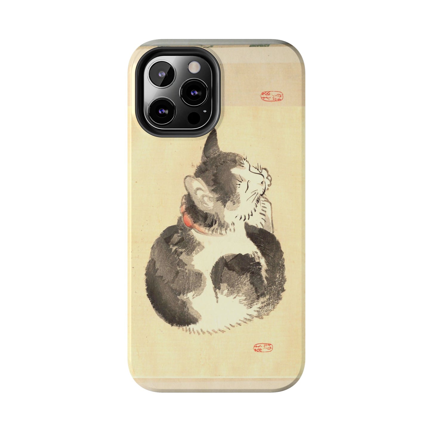 Sleeping Cat Japanese Art Phone Case | Meiji Era Bairei Kono Woodblock | Vintage Cat Illustration 1887