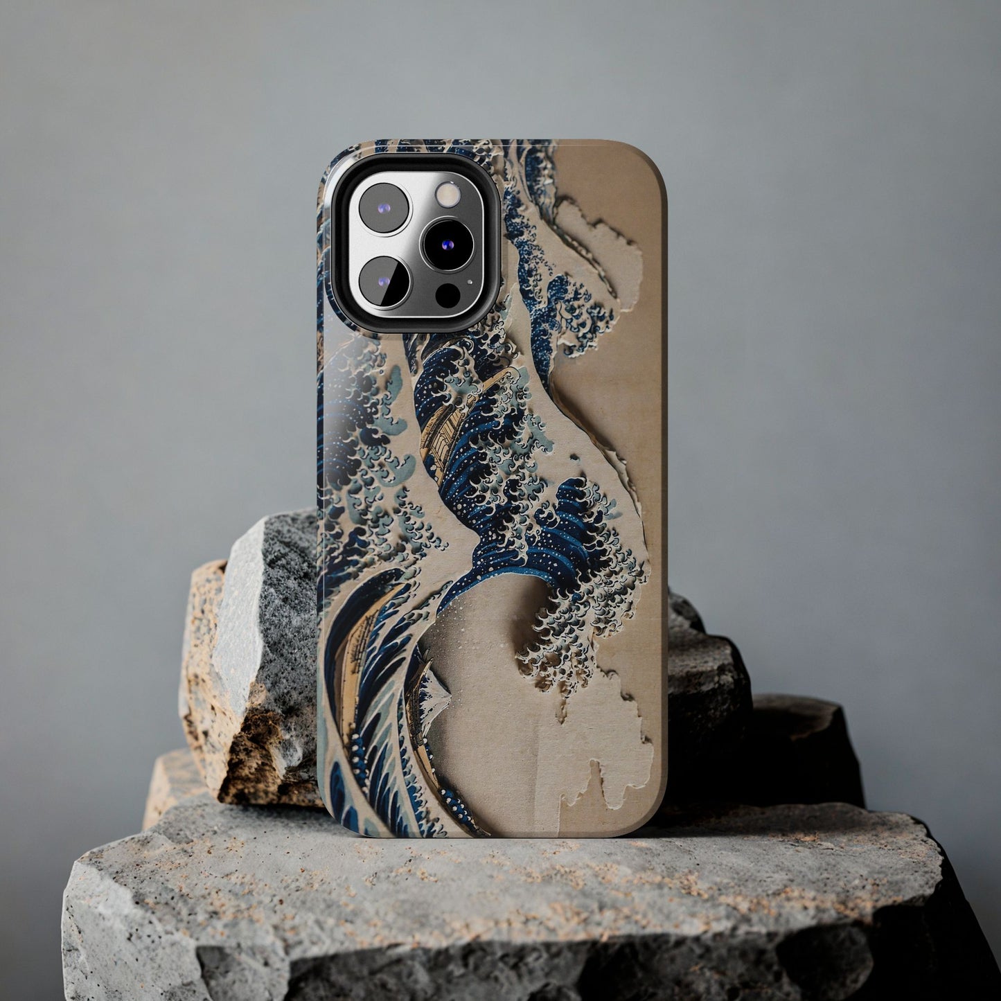 Great Wave 3D Shadow Relief Tough Phone Case – Hokusai Japanese Art