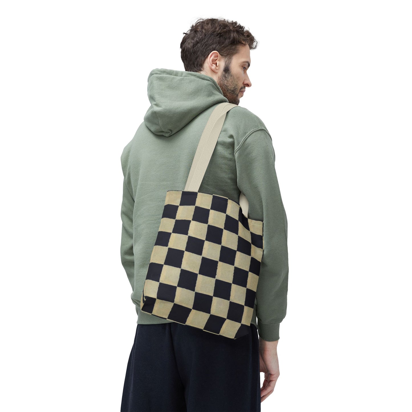 Black & White Ichimatsu Checkered Tote Bag – Japanese Traditional Pattern, Minimalist Everyday Bag