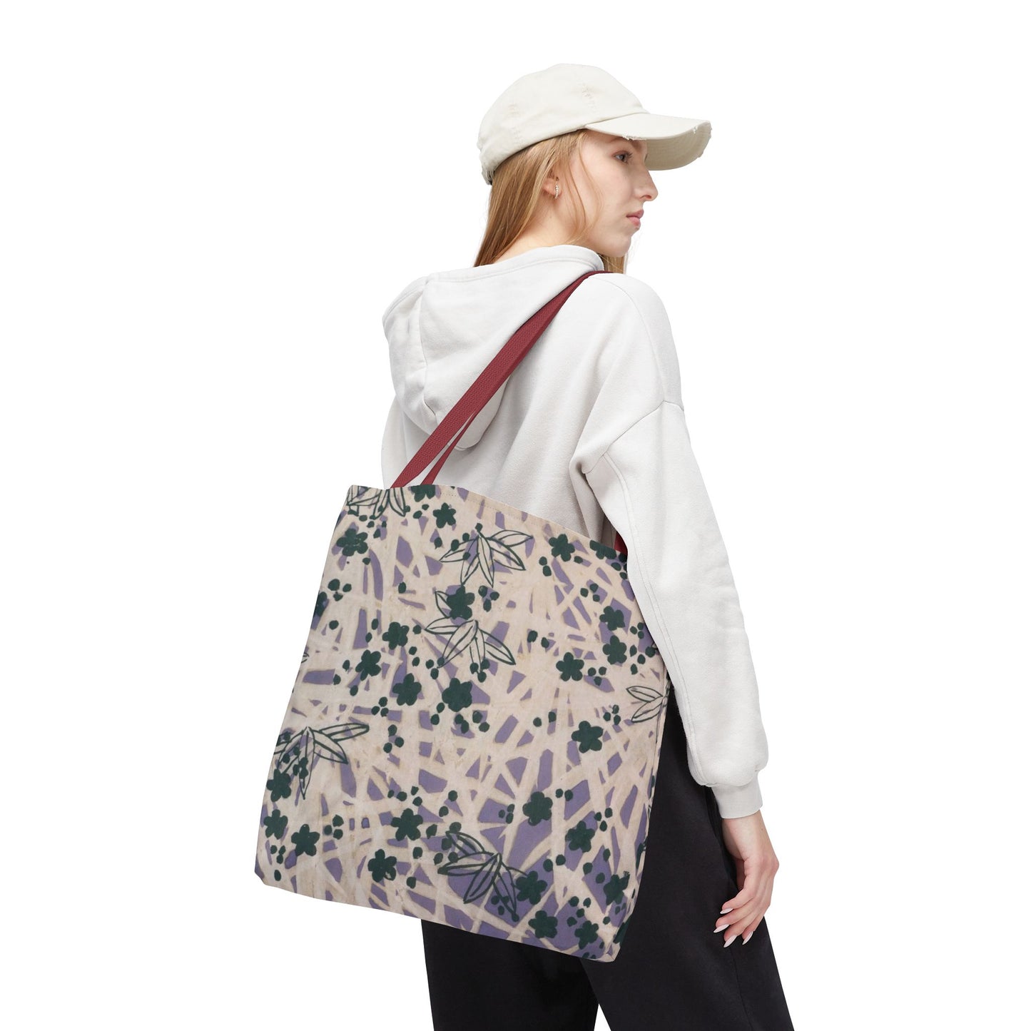 Meiji Era Bamboo & Flower Tote Bag | 1901 Zuan Hyakushu | Purple & Green Japanese Art