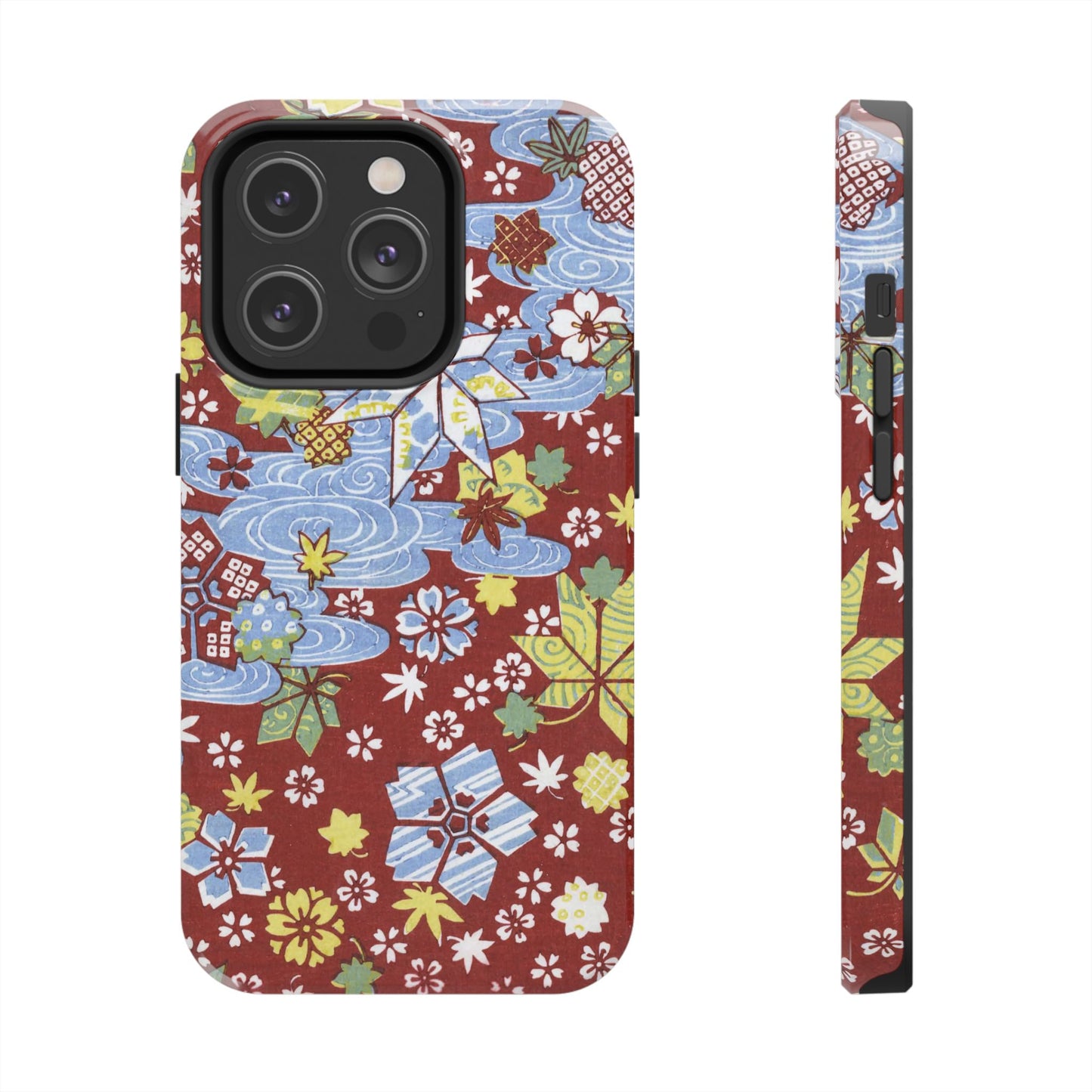 Taisho Umbrella Tales | 1926 Sakura, Momiji & Flowing Water Phone Case | Vintage Chiyogami Art