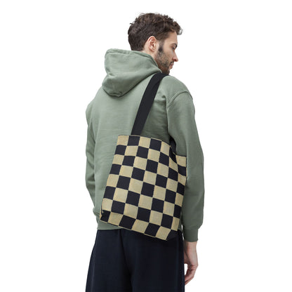 Black & White Ichimatsu Checkered Tote Bag – Japanese Traditional Pattern, Minimalist Everyday Bag