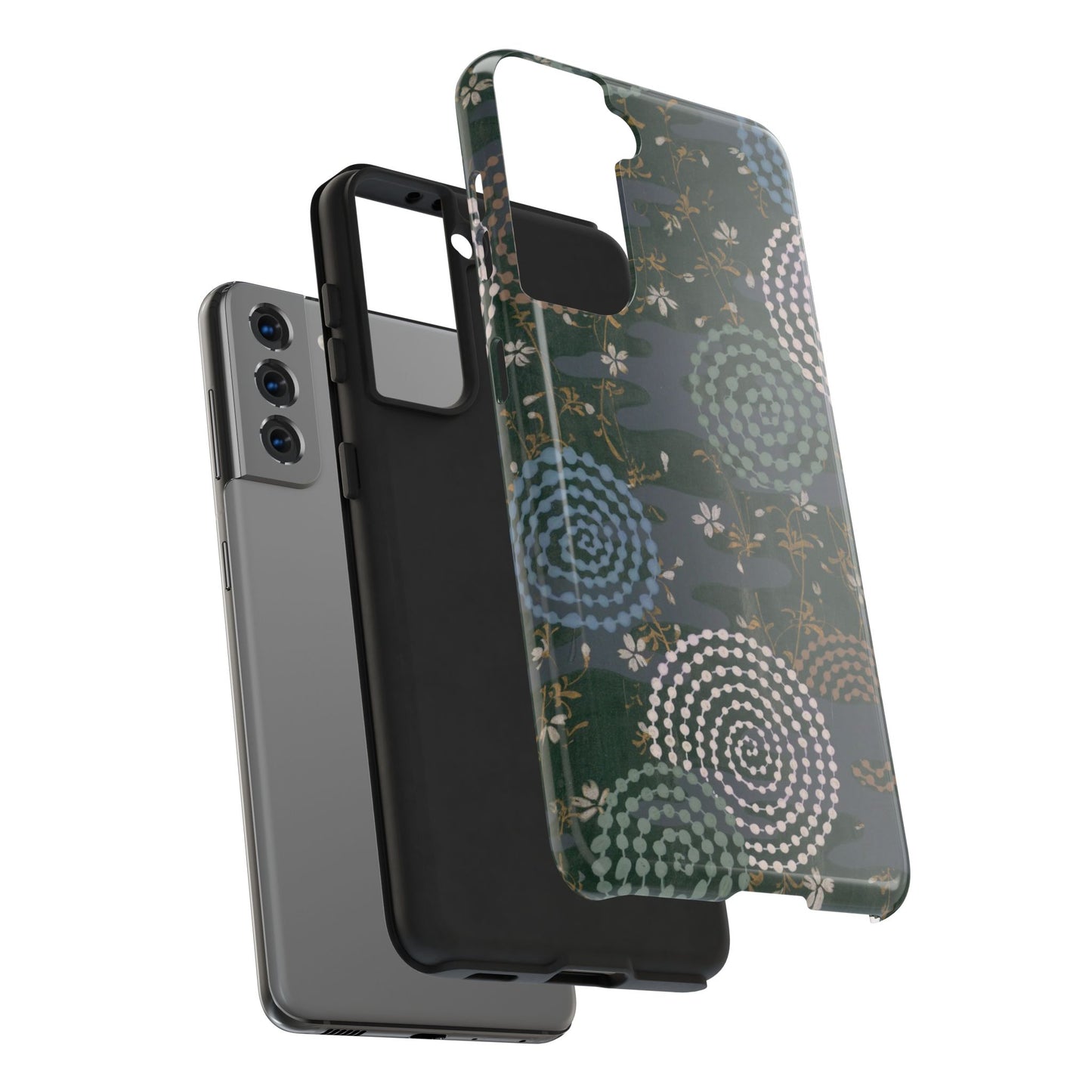 Meiji Era Uzumaki Spiral Phone Case | 1901 Zuan Hyakushu | Tokiwa Green Japanese Art