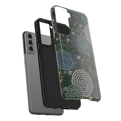 Meiji Era Uzumaki Spiral Phone Case | 1901 Zuan Hyakushu | Tokiwa Green Japanese Art