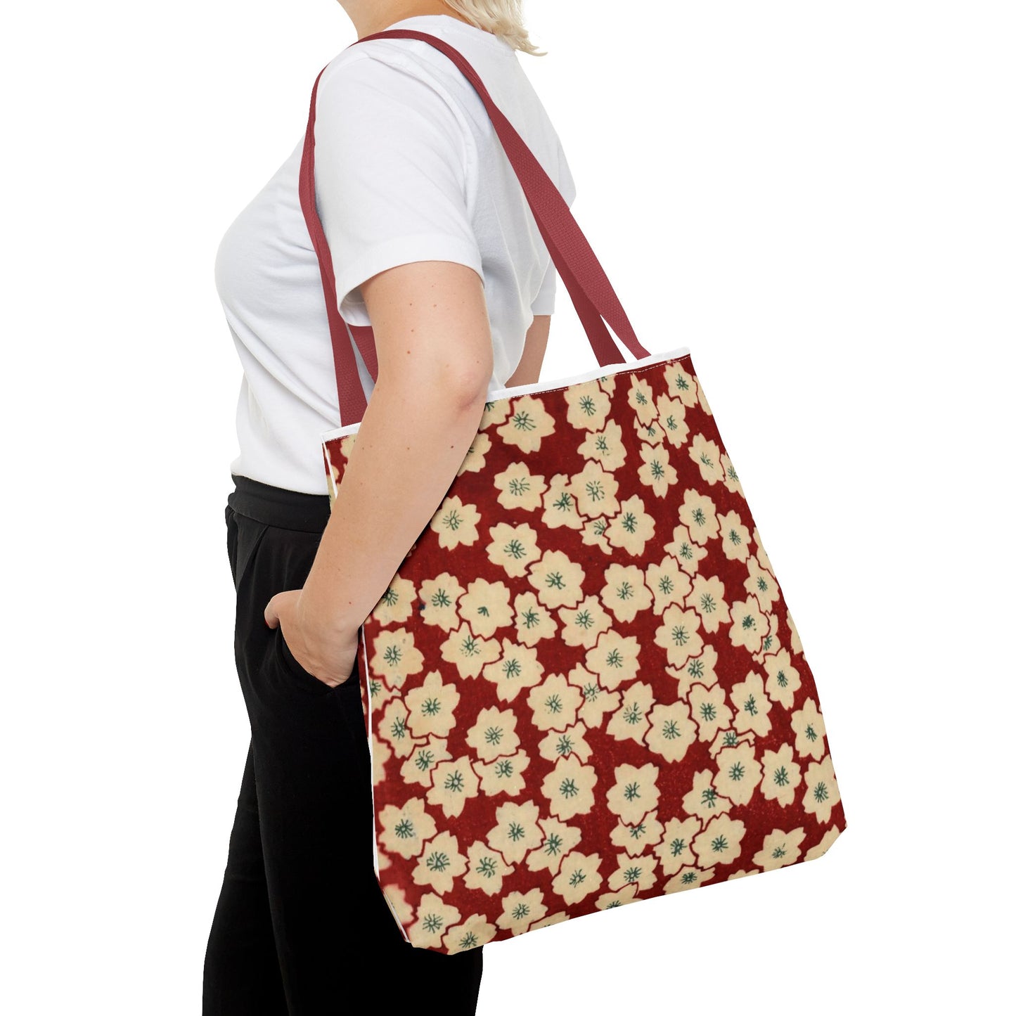 Japanese Sakura Tote Bag - Taisho Era Chiyogami Washi Pattern Vintage Design