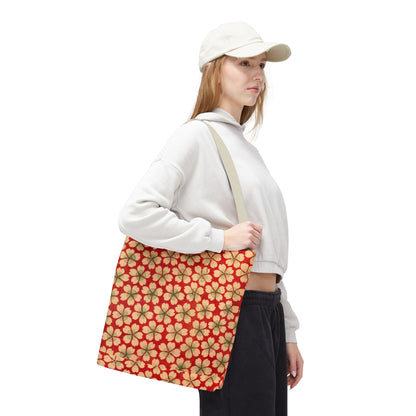 Meiji Era Sakura Blossom Tote Bag | "Chiyogami Mihon" Japanese Archive Art | Red & White Floral