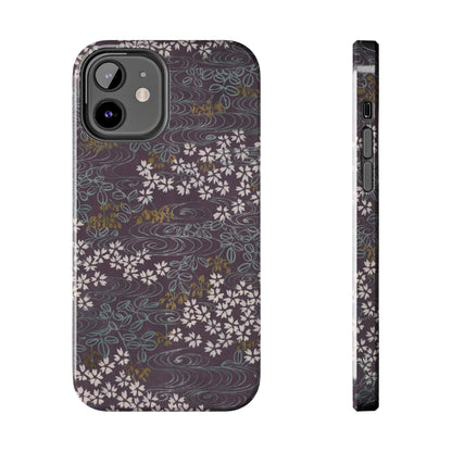 Meiji Era Sakura River Phone Case | 1901 Zuan Hyakushu | Wisteria Purple Japanese Art