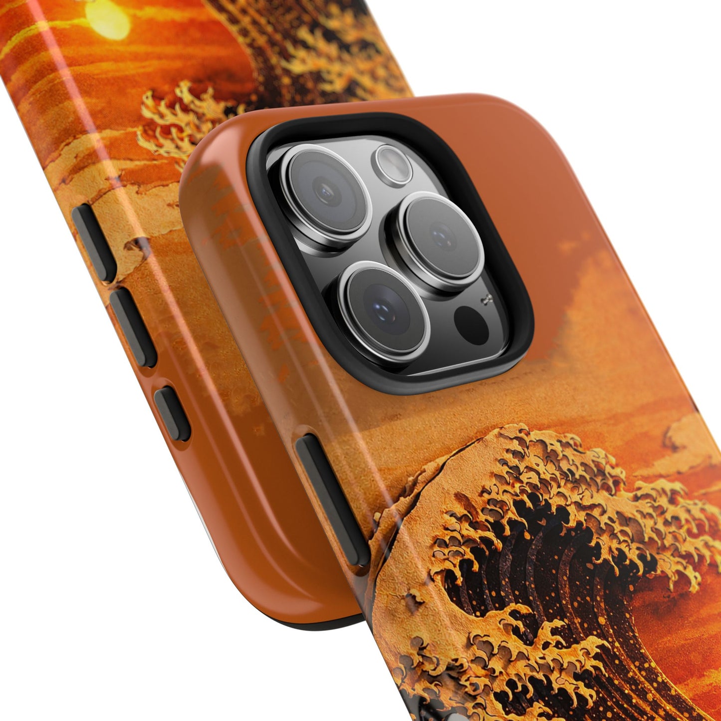 Japanese Great Wave Sunset Phone Case | Hokusai 3D Art Sunset Glow | Edo Era Masterpiece