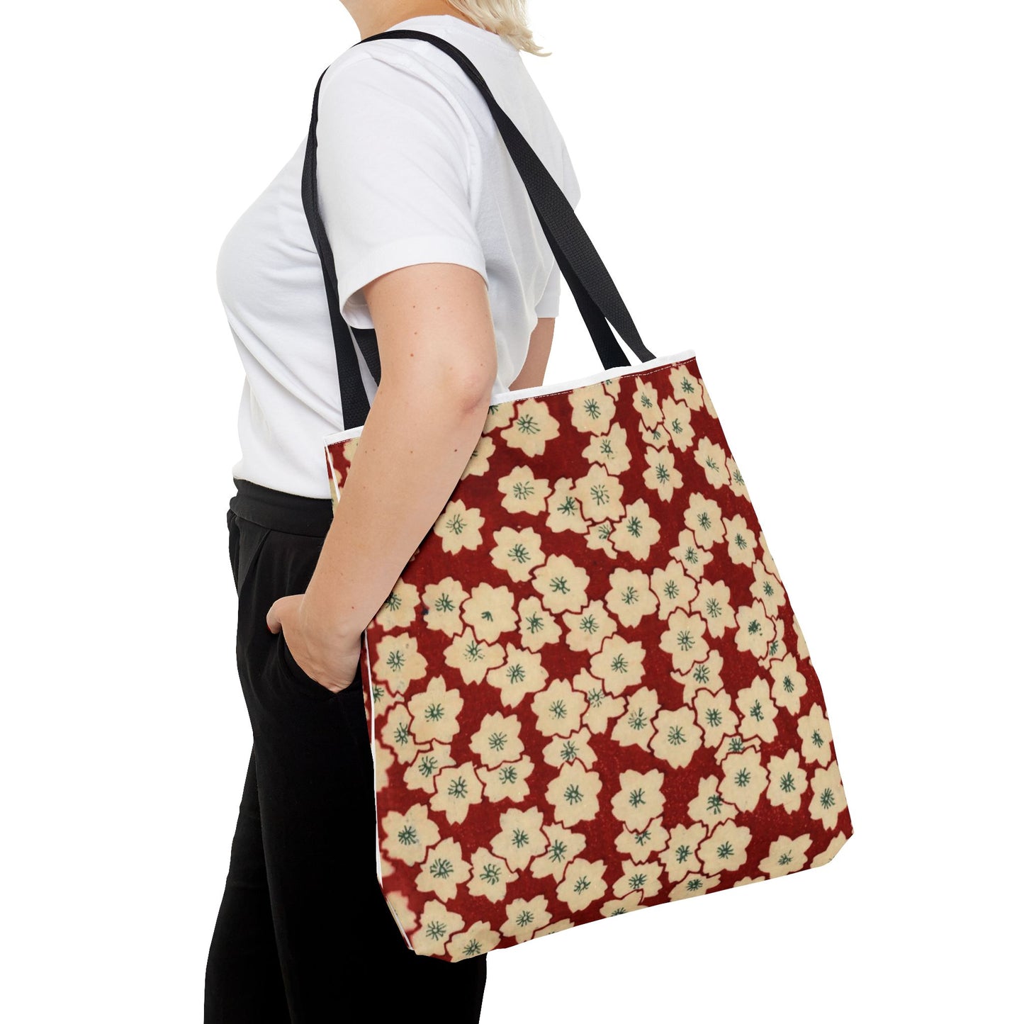 Japanese Sakura Tote Bag - Taisho Era Chiyogami Washi Pattern Vintage Design