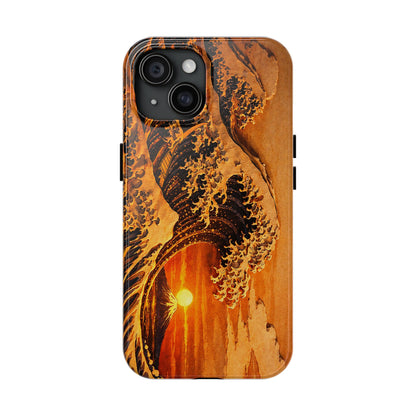 Golden Wave Tough Phone Case – Hokusai Sunset Japanese Art