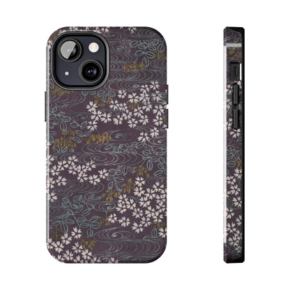 Meiji Era Sakura River Phone Case | 1901 Zuan Hyakushu | Wisteria Purple Japanese Art