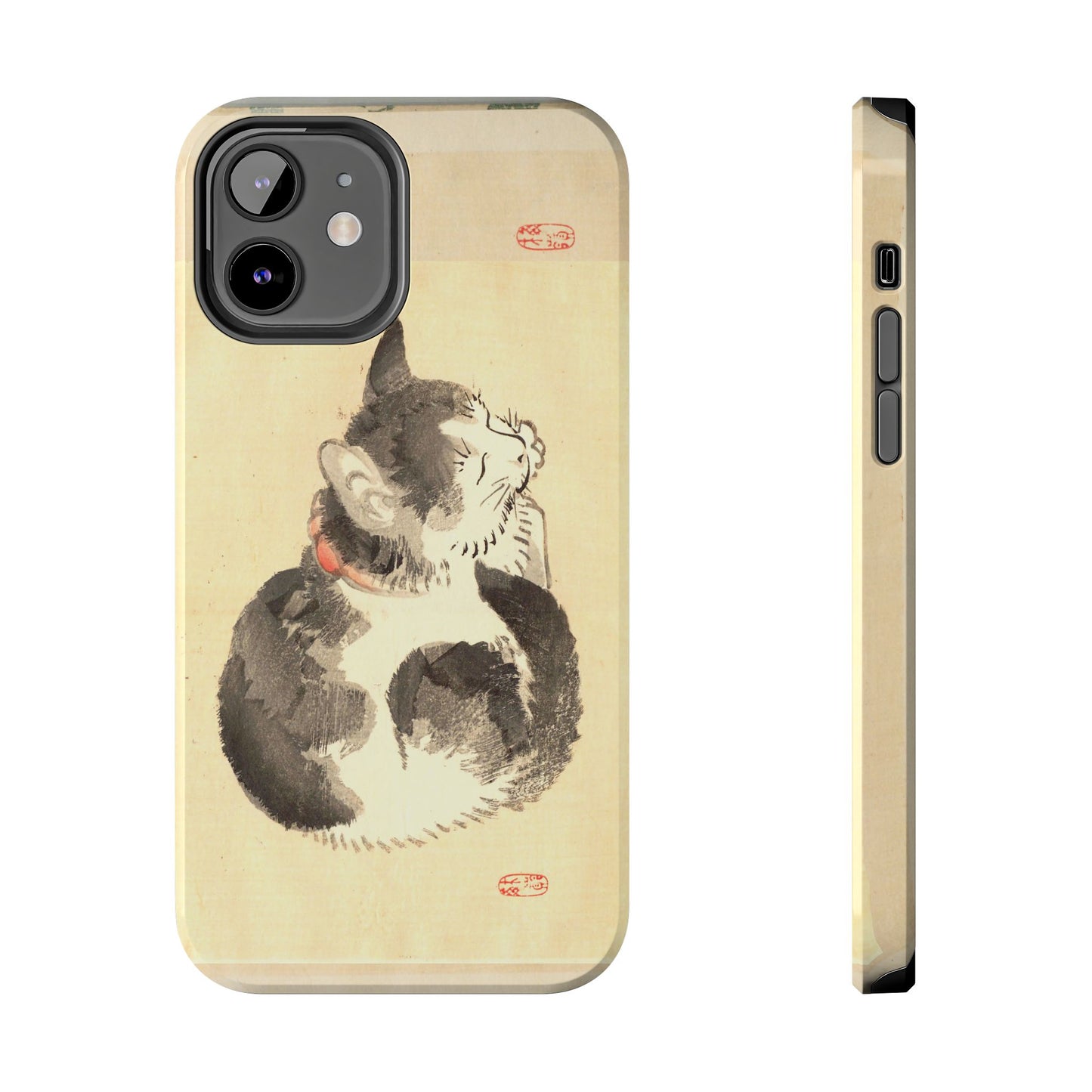 Sleeping Cat Japanese Art Phone Case | Meiji Era Bairei Kono Woodblock | Vintage Cat Illustration 1887
